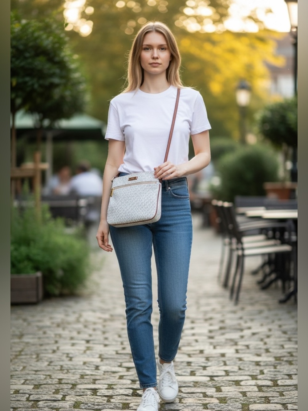 Michael Kors Cream/Beige Monogram Crossbody Bag